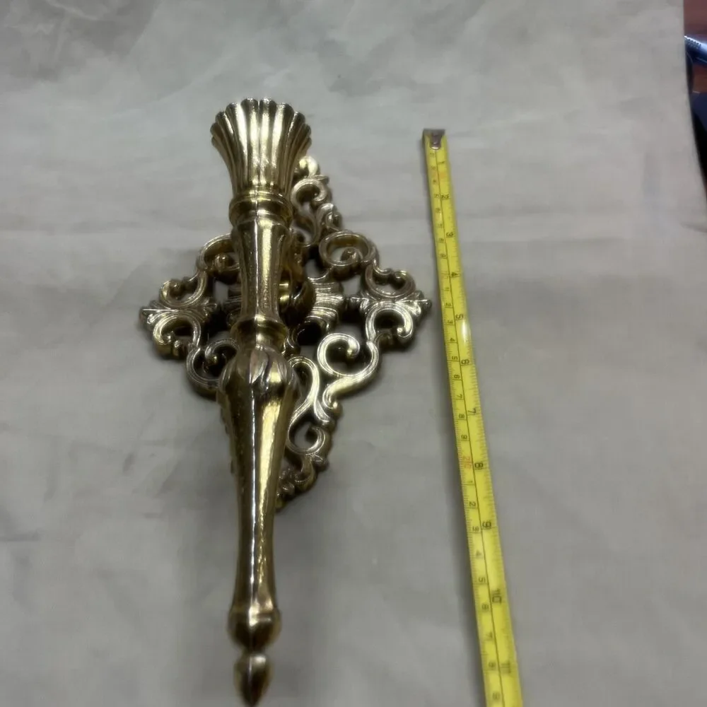 Candle Holder  Wall Set Hollywood Regency Sconce Golden Candle Holders Decor